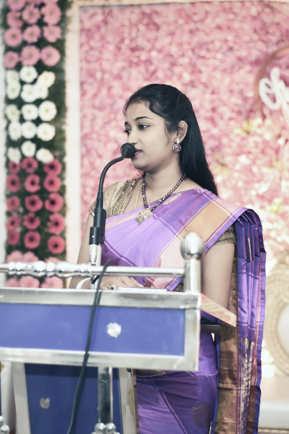 Dr Saranya Jaikumar speaking at an event