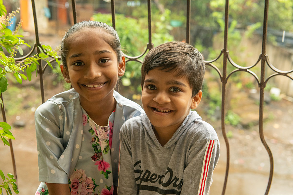 Samrat smiling with his sister